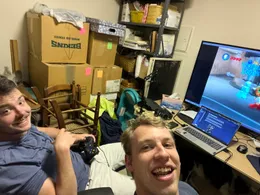 A friend and me playing Lego Star Wars